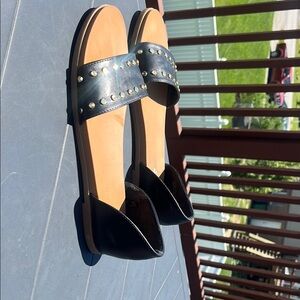 Black Studded Leather Sandals worn once size 10